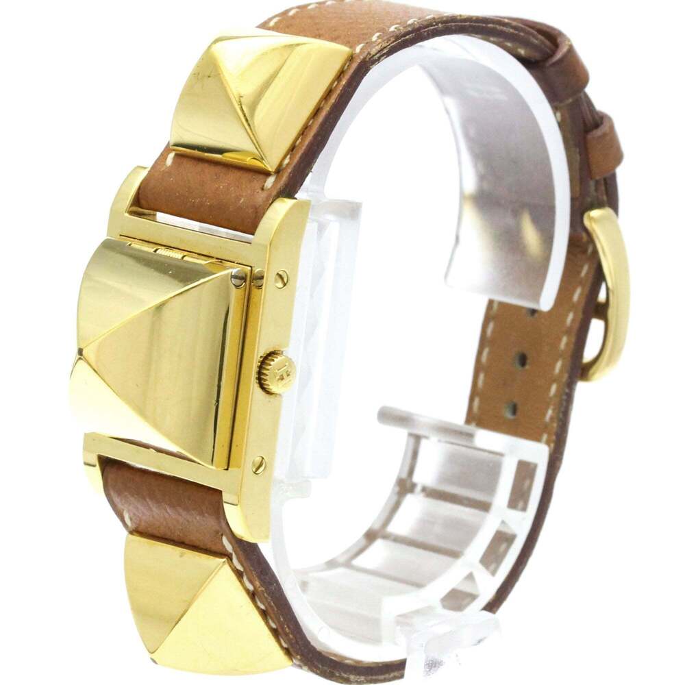 Hermes Medor Quartz Plated Metal and Leather 23